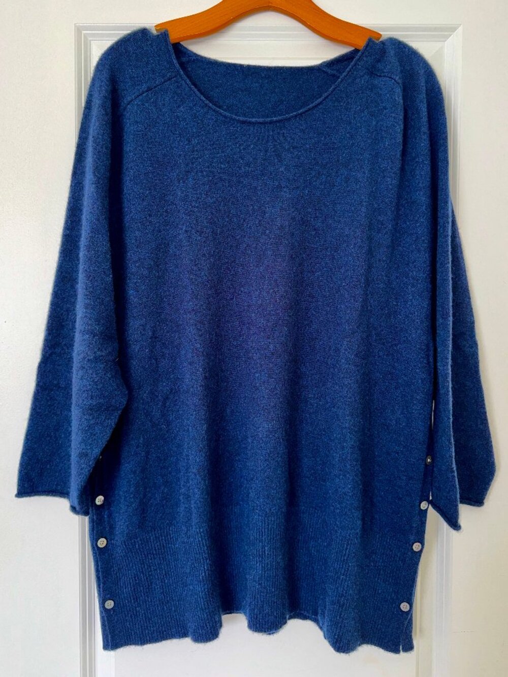 Poetry 100% Cashmere Sweater | US 12/14 | Navy | Side Button Detail | UK Brand